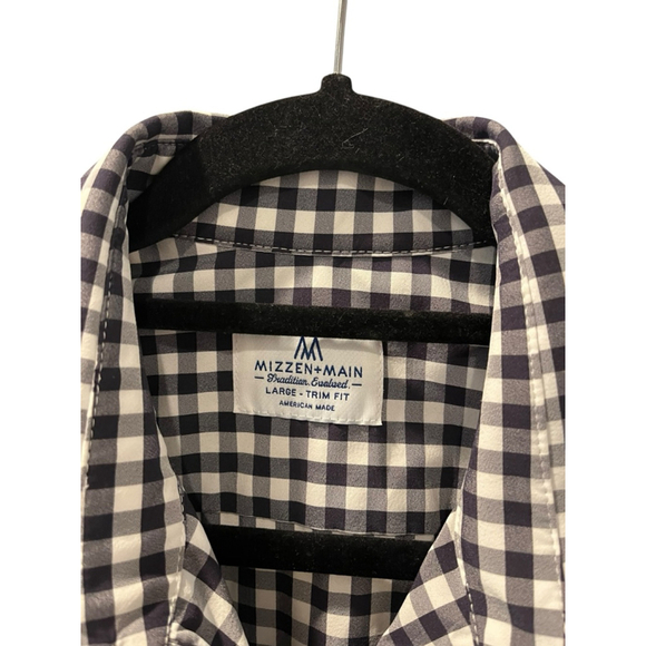 Mizzen + Main Size Large Trim Fit Long Sleeve Button Down Shirt Checkered Men's - Picture 2 of 6